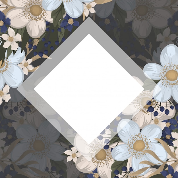 Flower designs border - light blue flowers