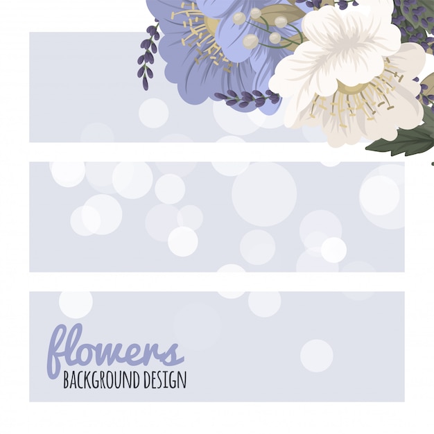 Vector flower designs border - light blue flowers