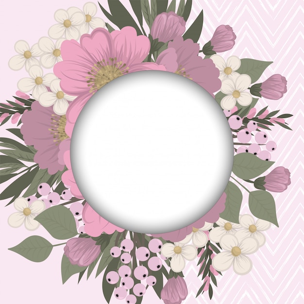 Flower designs border - pink flowers