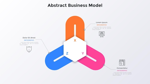 Vector flower diagram with three looplike petal elements