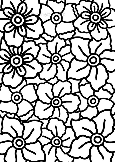 Flower Doodle Coloring Book for educational or studying kid