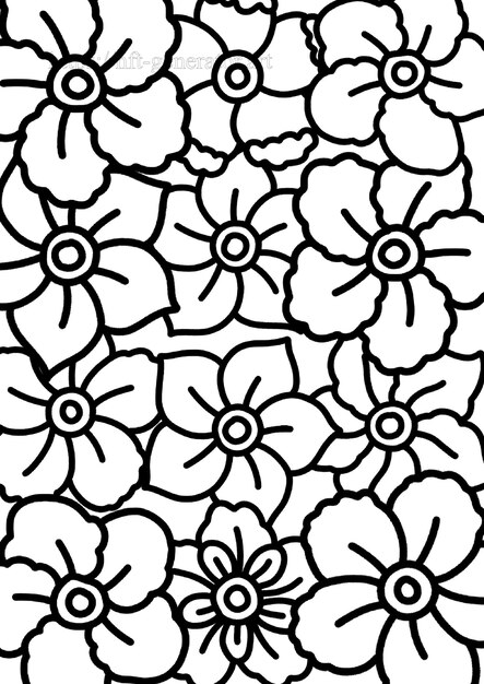 Flower Doodle Coloring Book for educational or studying kid