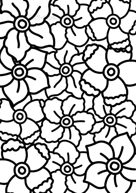 Flower Doodle Coloring Book for educational or studying kid