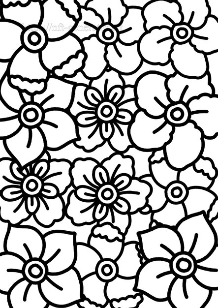 Flower doodle coloring book for educational or studying kid