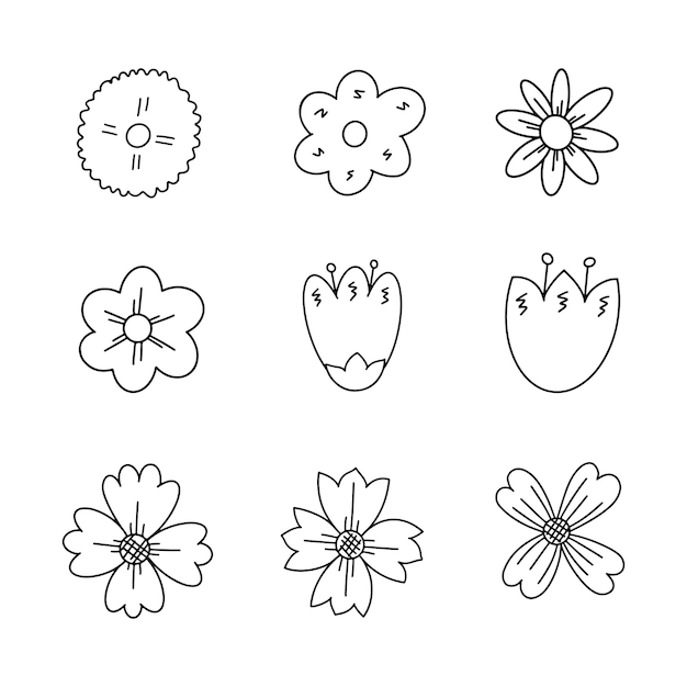 Vector flower doodle line vector illustration