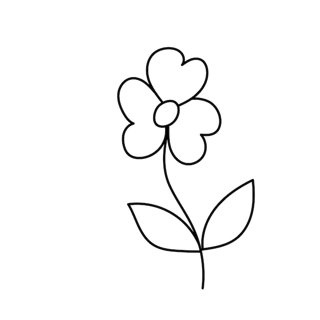 Vettore fiore in stile doodle illustrazione vettoriale isolata su sfondo bianco