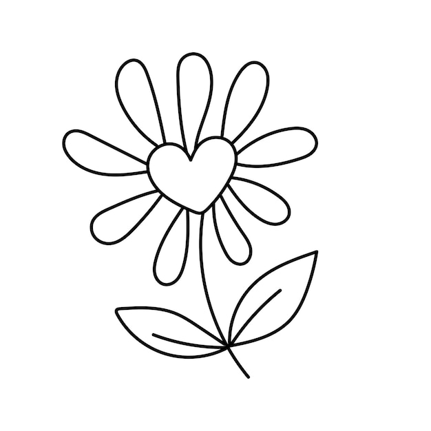 Flower in doodle style Vector illustration isolated on white background