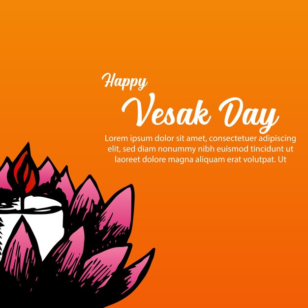 꽃 그려진된 행복 Vesak 하루 프리미엄 벡터