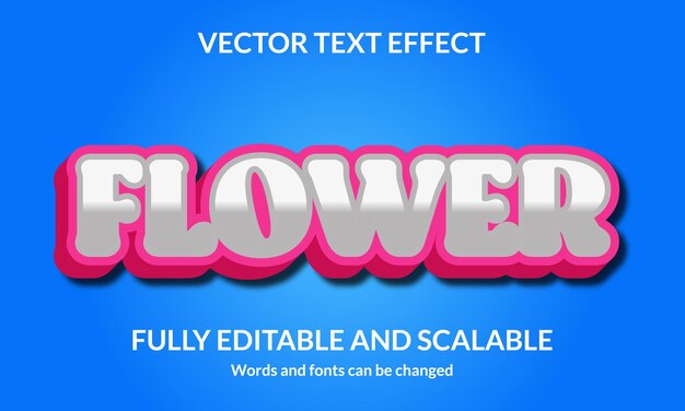 Vector flower editable 3d text style effect