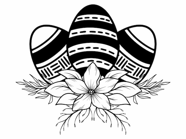 Flower Eggs Line Art for Easter