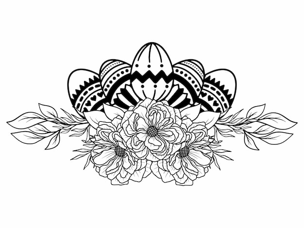 Flower Eggs Line Art for Easter