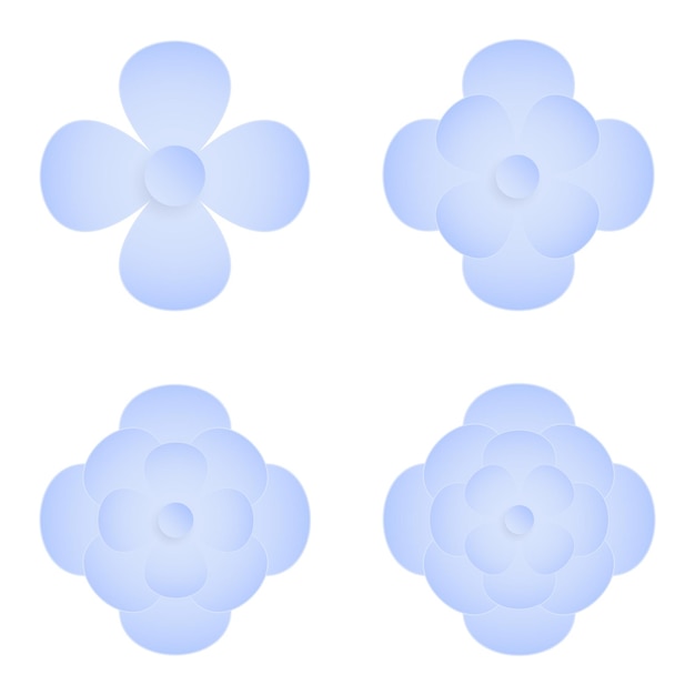 花の切り紙の花要素 花の形と春のシンボルの切り紙