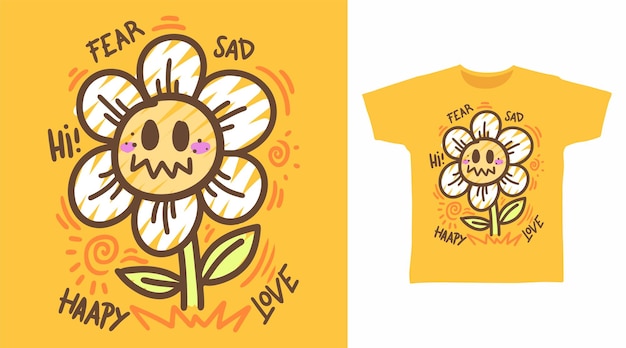 Flower emotions hand drawn t shirt and apparel design concepts