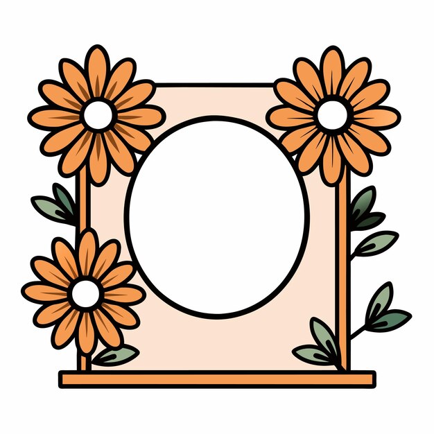 Vector flower flora border frame hand drawn cartoon sticker icon concept isolated illustration