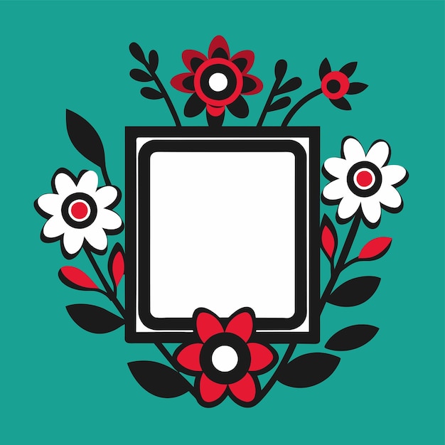 Vector flower flora border frame hand drawn cartoon sticker icon concept isolated illustration