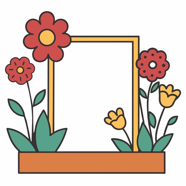 Vettore flower flora border frame hand drawn cartoon sticker icon concept isolato illustration