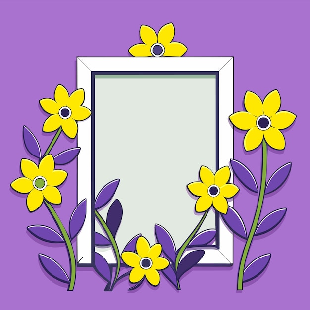 Vector flower flora border frame hand drawn cartoon sticker icon concept isolated illustration