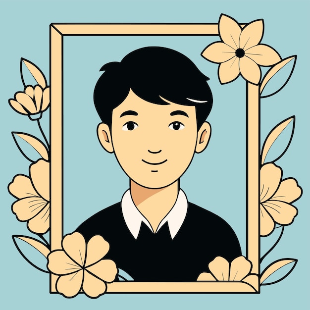 Flower flora border frame hand drawn cartoon sticker icon concept isolated illustration