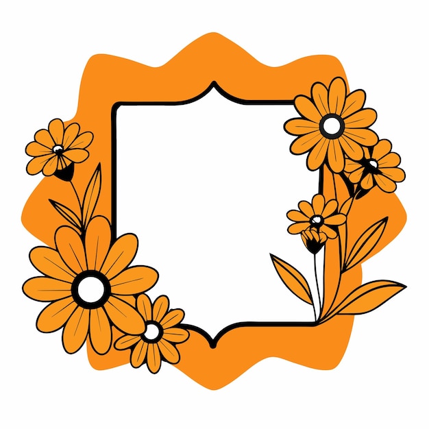 Vector flower flora border frame hand drawn cartoon sticker icon concept isolated illustration