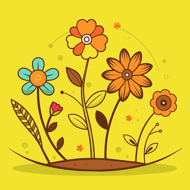 Flower flora border frame hand drawn cartoon sticker icon concept isolated illustration