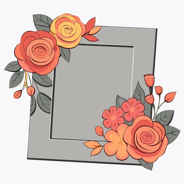 Цветочная флора Ремка границы Ручно нарисованная мультфильмная наклейка Икона концепция изолированная иллюстрация