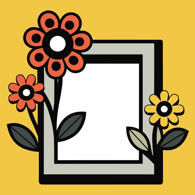 Flower flora border frame hand drawn cartoon sticker icon concept isolated illustration