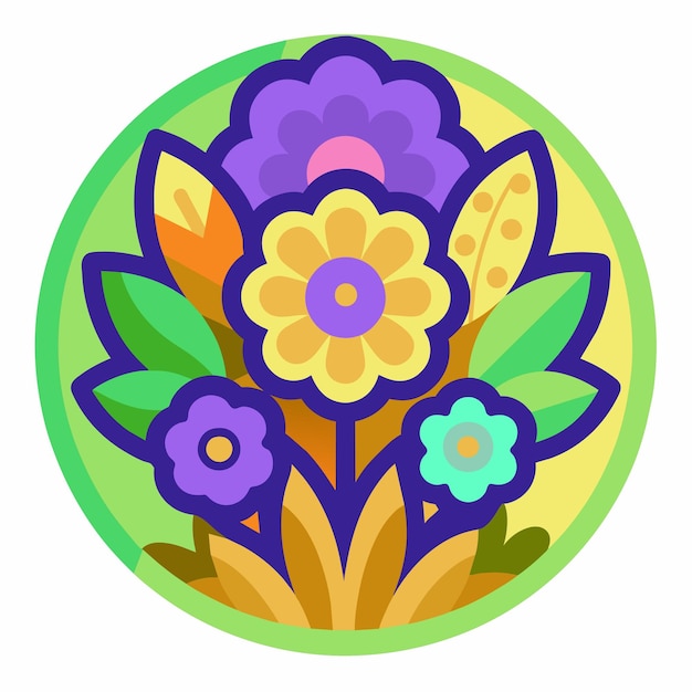 Vettore flower flora border frame hand drawn cartoon sticker icon concept isolato illustration