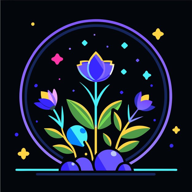 Vector flower flora border frame hand drawn cartoon sticker icon concept isolated illustration