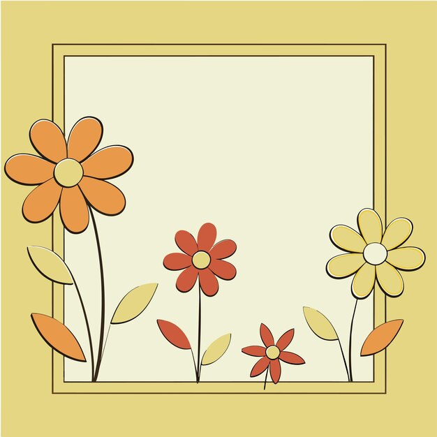 벡터 꽃 식물 국경 프레임 손으로 그린 만화 스티커 아이콘 개념 고립된 일러스트레이션
