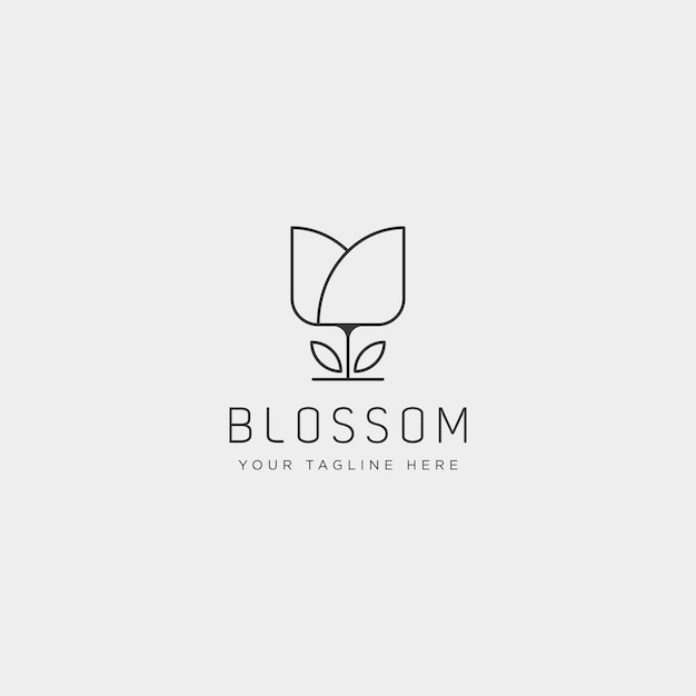 Flower floral line beauty premium simple logo template vector icon element