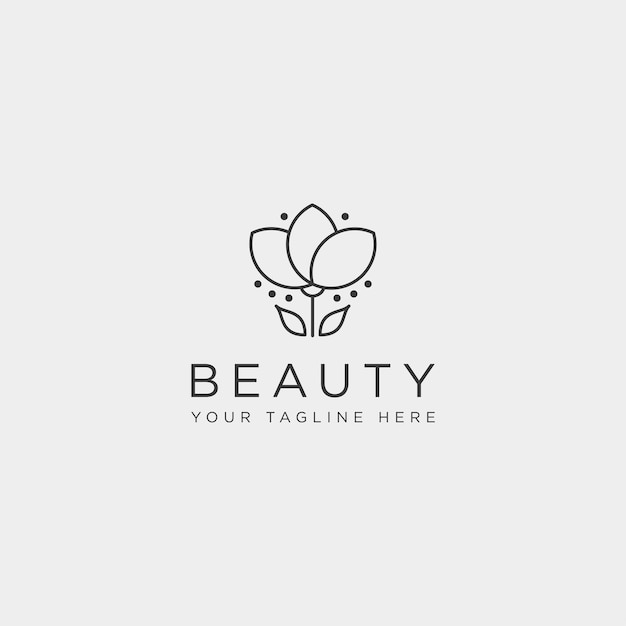 Flower floral line beauty premium simple logo template vector icon element