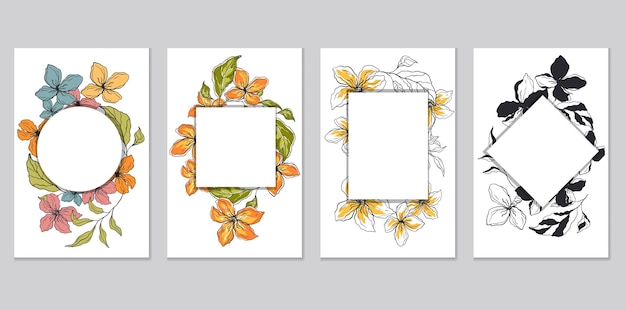 Vector flower floral plant nature card border frame flyer cover concept