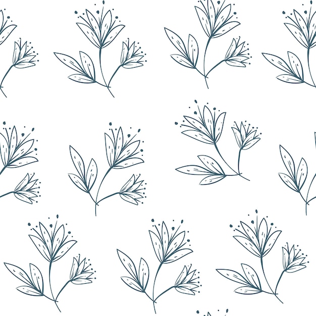 Flower floral plant nature line art sketch seamless pattern abstract concept graphic design element