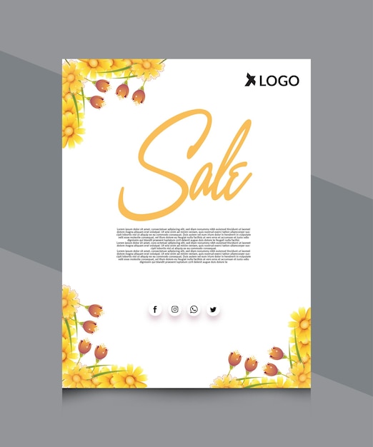 flower flyer design template vector white 2023