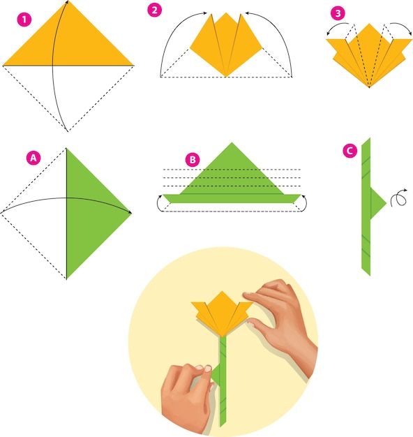 Vector flower folding