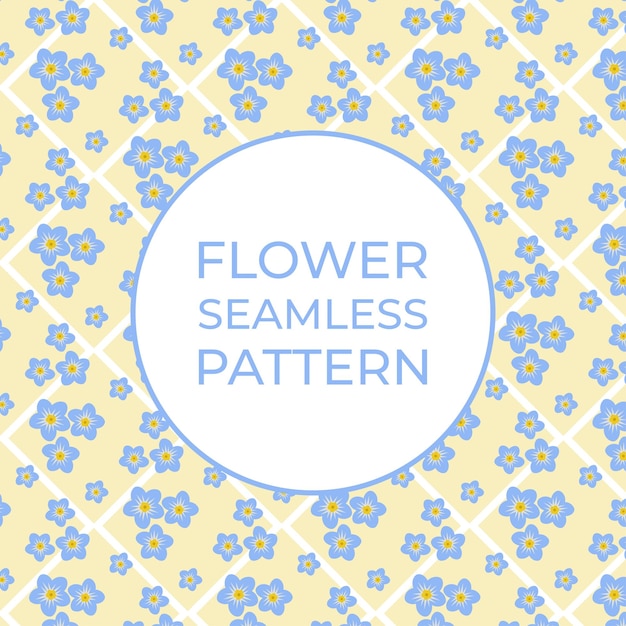 Flower ForgetMeNot Blue Pattern Vector Illustration In Flat Style