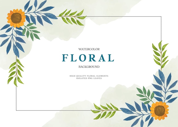 Vector flower frame background with watercolor