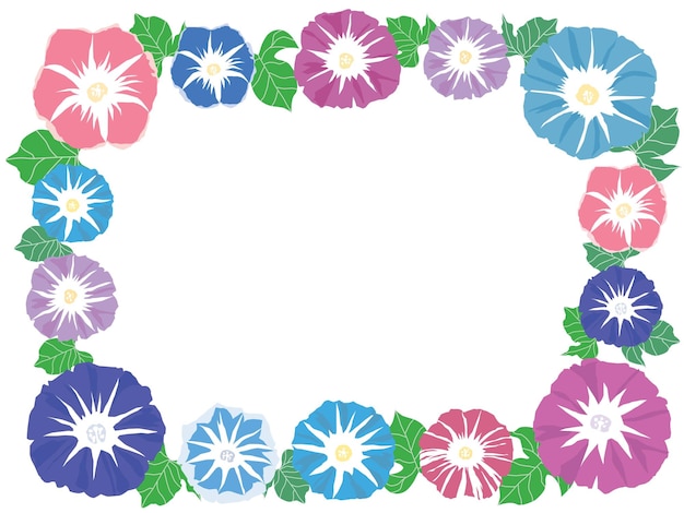 Flower frame of the colorful morning glory