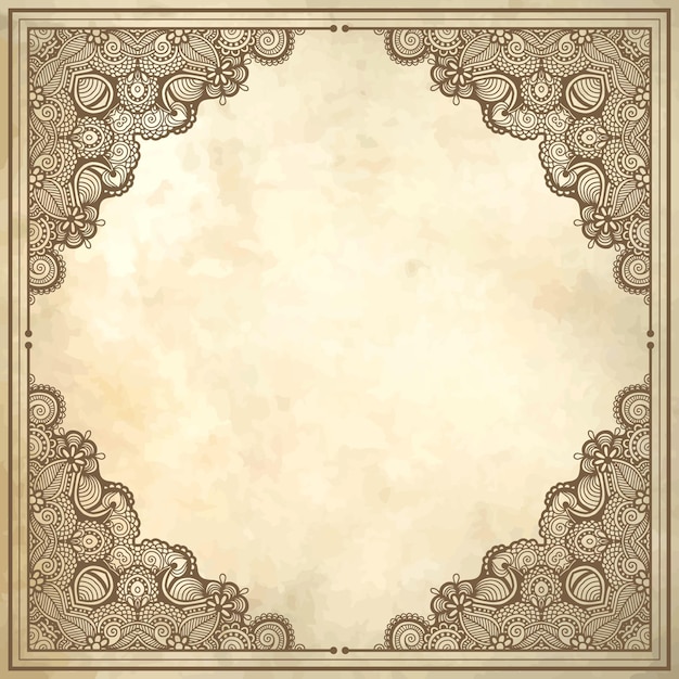 Flower frame design on grunge background