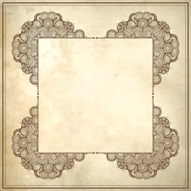 Flower frame design on grunge background