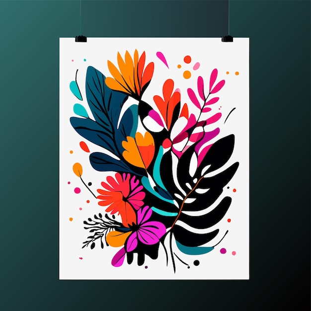 Vector flower frame hand drawn flat stylish cartoon sticker icon concept isolated illustration