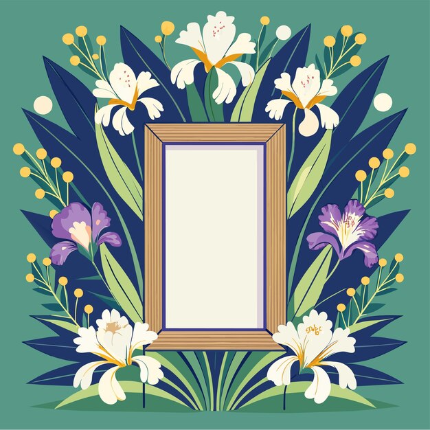 Vettore frame di fiori disegnato a mano piatto elegante adesivo di cartone animato icona concetto illustrazione isolata