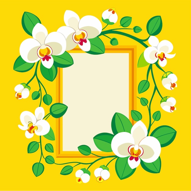 Vector flower frame hand drawn flat stylish cartoon sticker icon concept isolated illustration