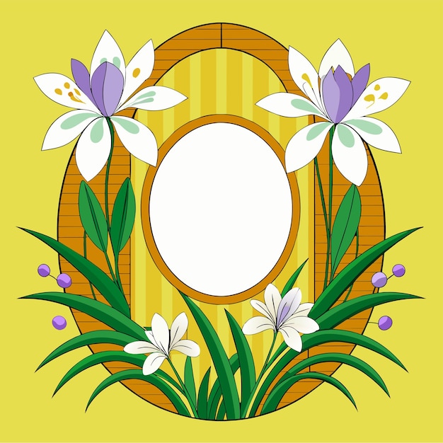 Vettore frame di fiori disegnato a mano piatto elegante adesivo di cartone animato icona concetto illustrazione isolata