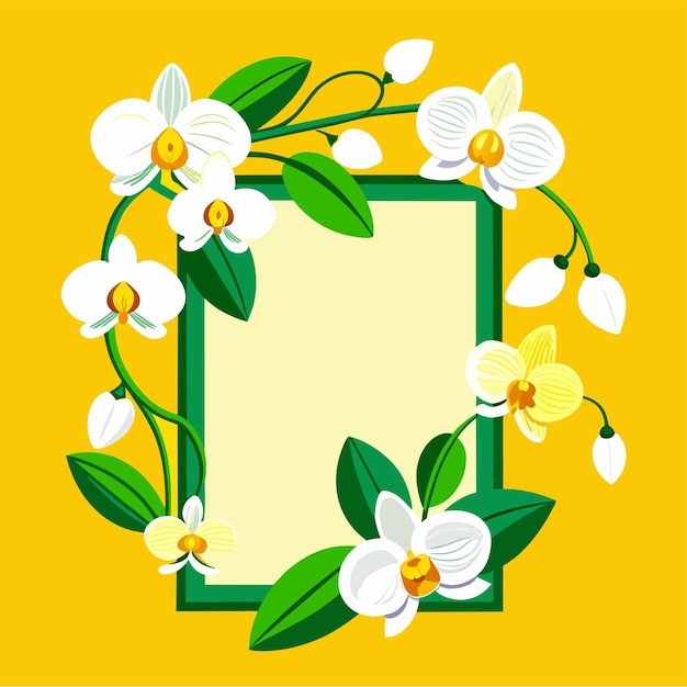 Vettore frame di fiori disegnato a mano piatto elegante adesivo di cartone animato icona concetto illustrazione isolata