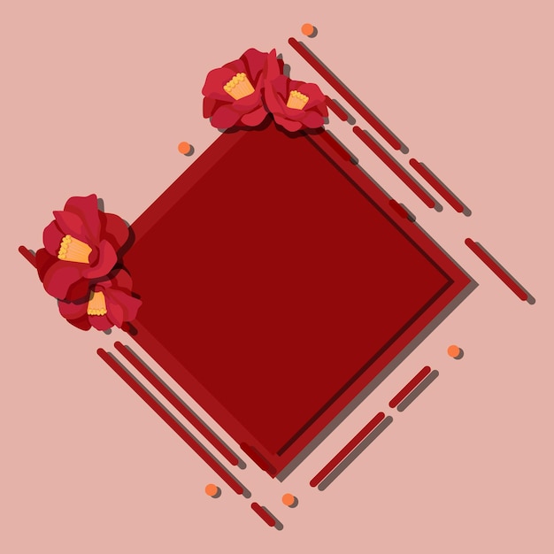 Flower frame illustration in flat design style for lunar new year