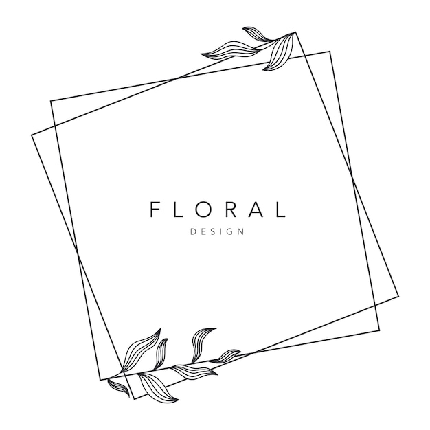 Vector flower frame logo wedding frame diamond geometric invitation card template handdrawn vector