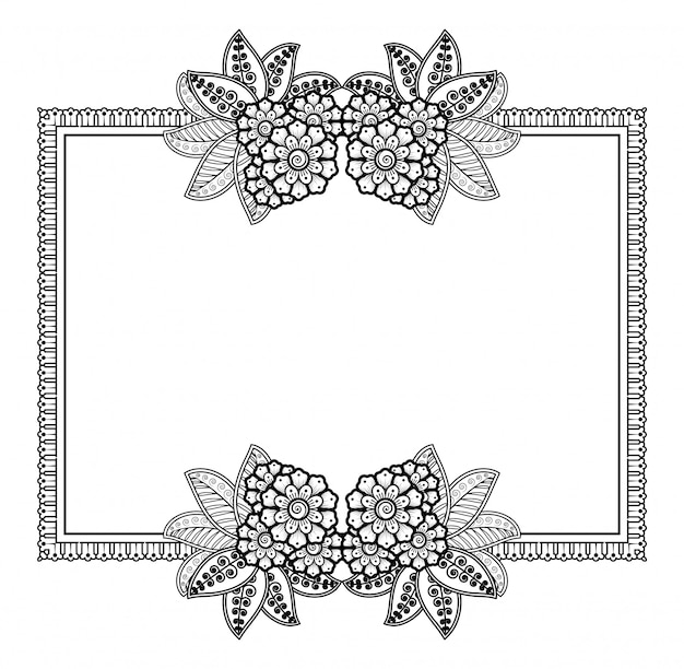 Flower frame in mehndi style.