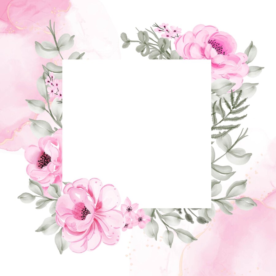 Premium Vector | Flower frame pink illustration watercolor