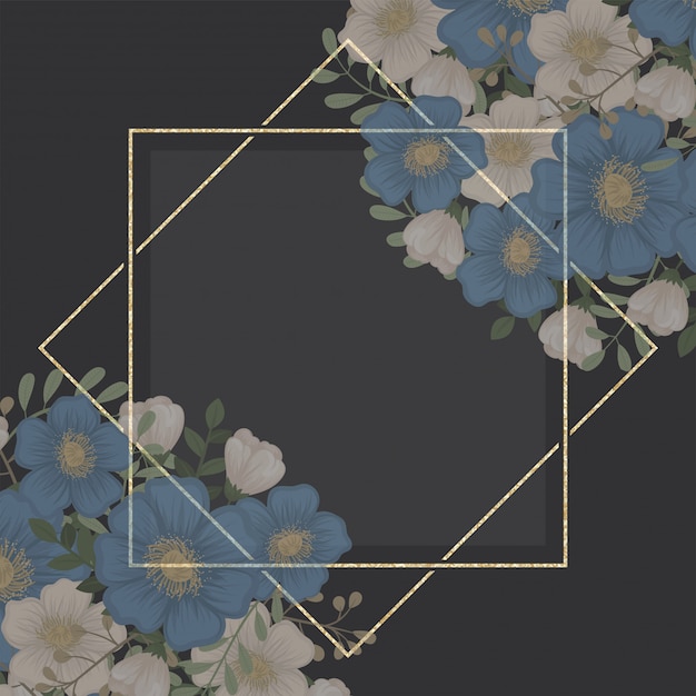 Flower frame template - blue flowers